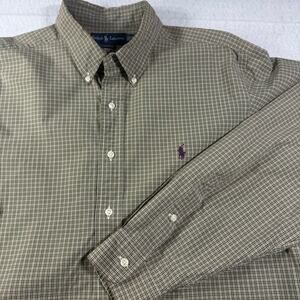 VTG Ralph Lauren Button Down Shirt Purple &Green Long Sleeve Purple Pony Classic